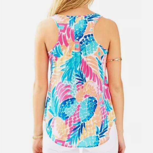 Lilly Pulitzer Alyssa Tank 'Goombay Smashed'  Summer Tropical Print Top M - Picture 3 of 7
